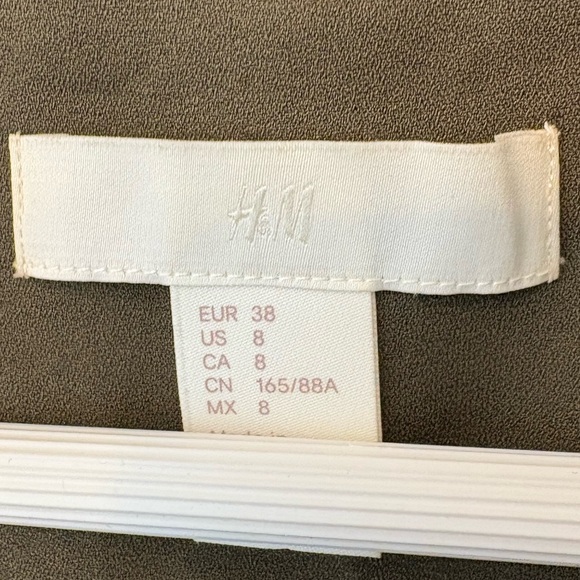 H&M Olive Green Open Front Lined Blazer Size 8 - Picture 6 of 9